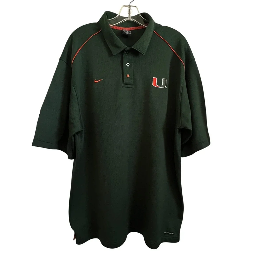 Nike Team Miami‎ Hurricanes Sphere Dry Polo Shirt Mens XL Green NCAA Football